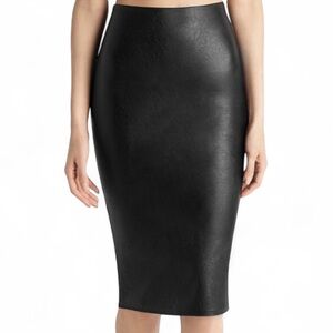 COMMANDO Smoothing Faux Leather Midi Skirt Size S Small Black